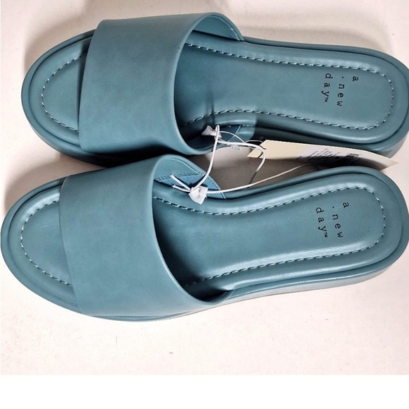 NEW! Carlita Wedge Platform Slide Sandals - A New Day, Blue Wedge - Picture 2 of 9
